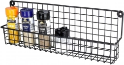 Kovová závěsná polička na koření – černá