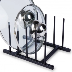 Kovový stojan na pokličky a talíře, černý 19,5 × 12,5 × 12 cm