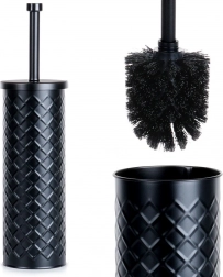 Kovový černý WC kartáč se stojanem 38 × 10 cm