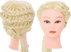 Kadeřnická tréninková hlava s blond vlasy