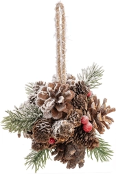 Závěsná plastová koule ve tvaru šišky červená 12 cm