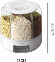 Otočný kuchyňský dávkovač na sypké potraviny 360° – bílý