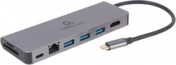 Usb‑c hub s hdmi (uhd 4k), gigabit lan, 2× usb‑a, sd/microsd a 100 w pd – CABLEXPERT