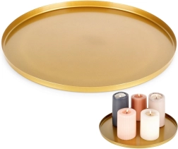 Kovový zlatý podnos na svíčky a dekorace 30 cm
