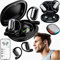 Bezdrátová bluetooth sluchátka do uší s nabíjecím pouzdrem a AI překladačem, černá
