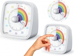 Kuchyňská minutka s alarmem a světlem – bílá s duhovým ciferníkem