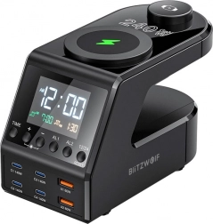 Budík s nabíjecí stanicí BlitzWolf BW-FW10, 2× USB‑A, 4× USB‑C, 240 W