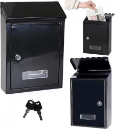 Poštovní schránka z pozinkované oceli, černá 26,5 × 18,5 × 6,5 cm