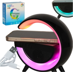 LED lampička RGB s bezdrátovou nabíječkou a reproduktorem černá