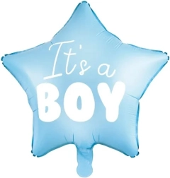 Foliový balónek hvězda "It's a boy" modrá 48 cm