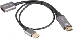 Adaptér HDMI (samec) na DisplayPort (samice) 4K na kabelu 20 cm, stříbrný