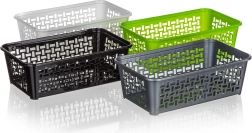 Plastový úložný košík 24,7 × 14,7 × 8 cm – mix barev