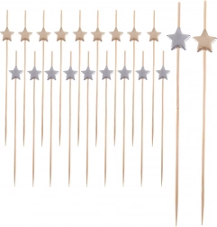Bambusové špejle na jednohubky s hvězdičkami 12 cm, 20 ks