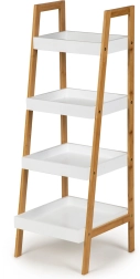 Poličkový regál s bambusovým rámem a 4 patry