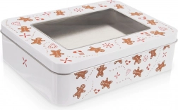 Kovová dóza na sušenky s okénkem Pierníček 18 × 14,5 × 5 cm