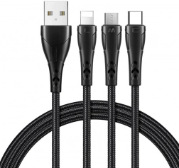 Nabíjecí kabel 3v1 USB na USB‑C / Lightning / Micro USB 1,2 m černý mcdodo
