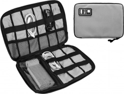 Cestovní organizér na kabely a elektronické příslušenství – šedý