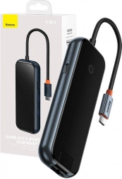 Baseus AcmeJoy 5v1 USB-C Hub s 2x USB 3.0, USB 2.0, USB-C PD a RJ45
