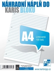 Náhradní náplň do karis bloku A4, linkovaná, 100 listů