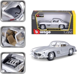 Kovový model BBURAGO 1:24 MERCEDES-BENZ 300 SL stříbrný