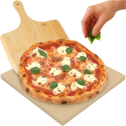 Kámen na pizzu Ruhhy 38 × 36 cm s bambusovou lopatkou 2v1 (kordieryt)