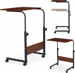Stolek na notebook s kolečky - boční stolek k pohovce nebo křeslu tmavě hnědý ModernHome