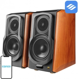 Regálové reproduktory EDIFIER S1000W 2.0 s Wi‑Fi a Bluetooth, hnědé