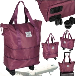 Skládací cestovní taška na kolečkách fialová