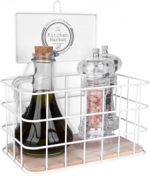 Bílá kovová kuchyňská polička 21 × 12,5 × 24 cm