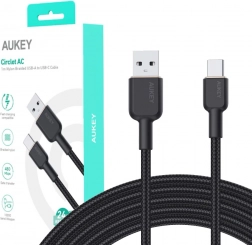aukey usb-a na usb-c kabel 1 m, opletený, 60 w power delivery