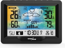 Bezdrátová meteostanice s DCF, barevným displejem a měřením teploty a vlhkosti GREENBLUE