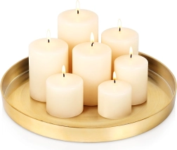 Zlatý kovový tác na dekorace a svíčky 32 cm