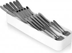 Bílý vložný organizér na příbory do zásuvky 39 × 11,5 cm