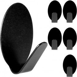 Samolepicí ocelové háčky, černé, 3 × 2 cm, sada 6 ks