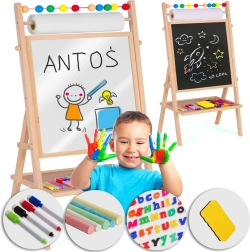 Dětská otočná magnetická a křídová tabule s papírovou rolí RICOKIDS