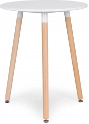 modernhome skandinávský kulatý stůl 60 cm, bílá deska a bukové nohy