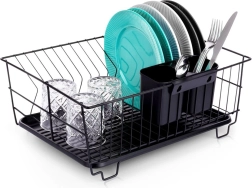 Černý odkapávač na nádobí 40 × 33 × 17 cm