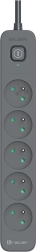 Přepěťová prodlužovací zásuvka TRACER Power Line+ 1,8 m, grafitová, 5 zásuvek