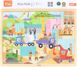 Dřevěné puzzle 48 dílků – stavební stroje