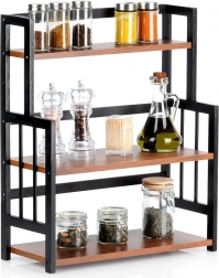 Dřevěná tříúrovňová kuchyňská polička 41,5 × 18,5 × 50 cm