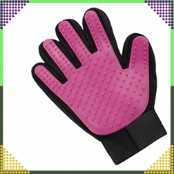 Rukavice na vyčesávání srsti a masáž pro psy a kočky – růžová silikonová