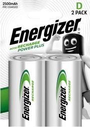 Nabíjecí baterie D ENERGIZER Power Plus 2500 mAh, 2 ks, přednabité