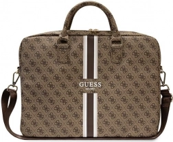 Elegantní brašna na notebook 16" Guess 4G Printed Stripes – hnědá