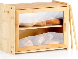 Bambusový dvouúrovňový chlebník se štípačkami 40 × 20 × 31 cm