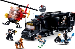 SLUBAN policie SWAT mobilní základna s vrtulníkem a motorkou