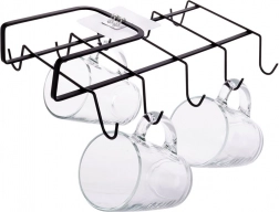 Kovový držák na hrnky pod policí, černý