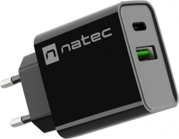Síťová nabíječka NATEC Ribera 1x USB‑A + 1x USB‑C 20 W černá