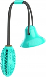 Interaktivní psí hračka s přísavkou a dávkováním pamlsků, dentální kousátko – tyrkysová