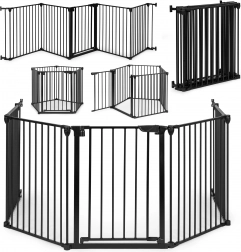Dětská a psí bezpečnostní brána ECOTOYS, 5 panelů, kovová, černá
