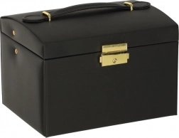 Černá šperkovnice s šuplíky a zrcátkem